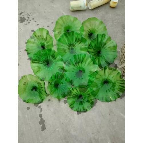 Green Wall Art Dale Chihuly Style Borosilicate Glass Art Blown Glass Flower Plates