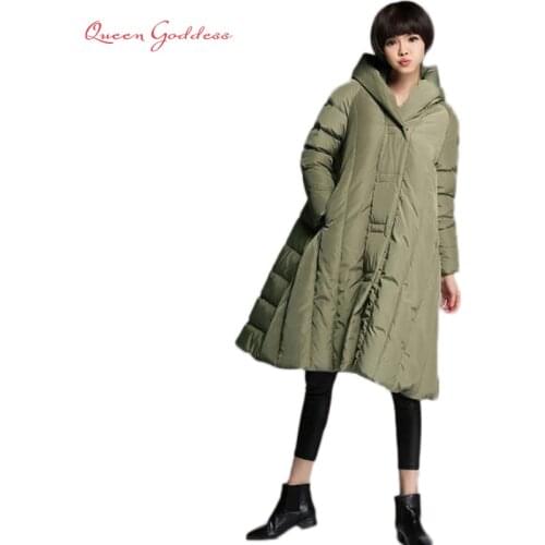 2020 Winter women 's fashion 90% white duck down jacket solid color casual women' s down jacket long large size Girl warm parkas