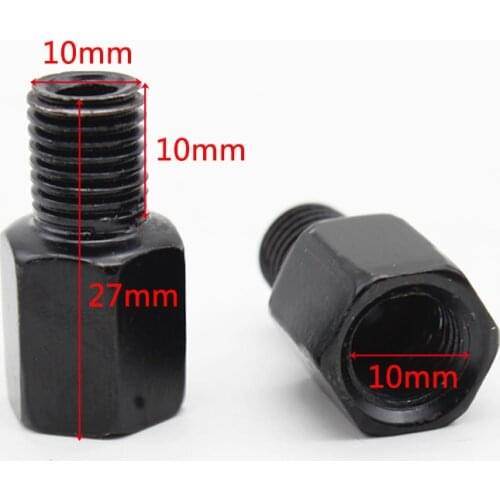 1 pair Black Motorcycle 10mm to 10mm Reverse Thread Mirror Adapter Motorcycle Mirror Mounts Screw