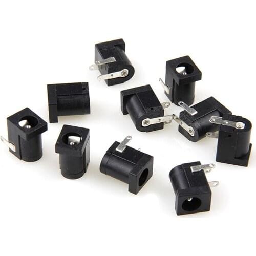 10pcs 5.5 x 2.1mm DC Power Supply Socket Female Jack Plug Port Connector Black
