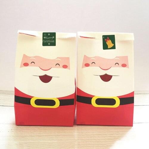12PCS Christmas Candy Packaging Bag With Sealing Sticker For DIY Children Gift Decoration Pouches