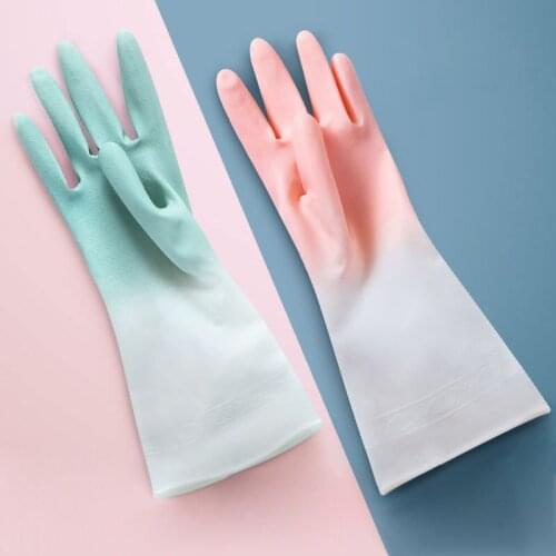 2 Pairs Thick Rubber Latex Kitchen Cleaning Nitrile Household Laundry Waterproof Kitchen Gloves Housework Gloves