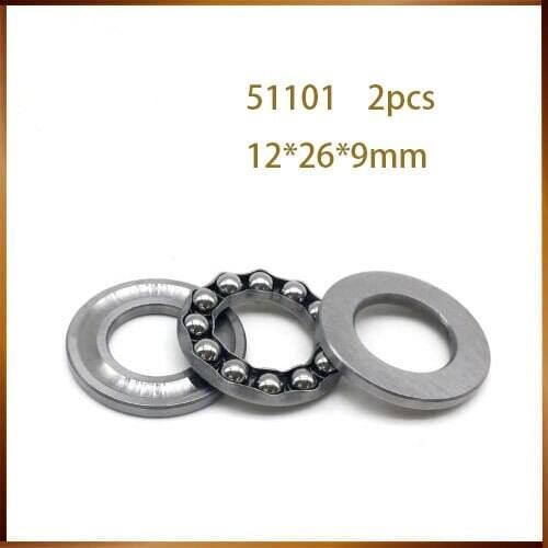2Pcs 51101 Axial Ball Thrust Bearing 3-Parts 12mm x 26mm x 9mm Free shipping High Quality