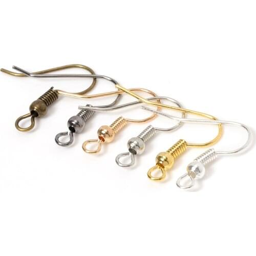 200pcs Earrring Hook Wire Clasp With Bead Charms Dangle Women Earrings Tassels Ear Hooks Wire DIY Jewelry Making Findings Women