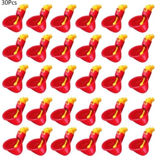 85WC 30 Pcs Automatic Poultry Water Drinker Chicken Hen Bird Plastic Drinking Cups Farm Livestock Feeding Bowl Watering Supplies