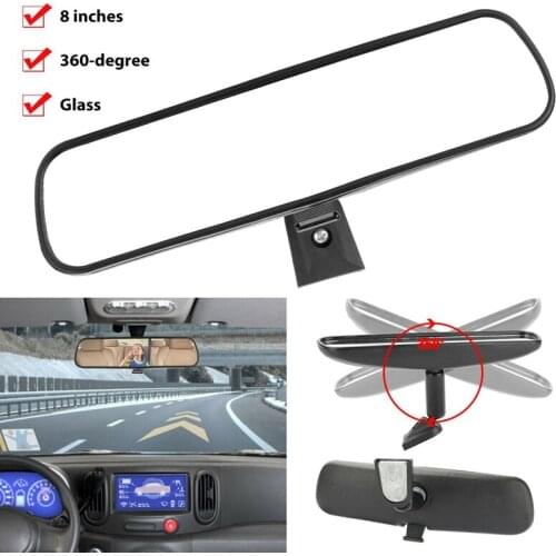 AU04 -360 degree Adjustable Auto Universal Interior Rear View Mirror Replacement Glass 8 Inch Day / Night
