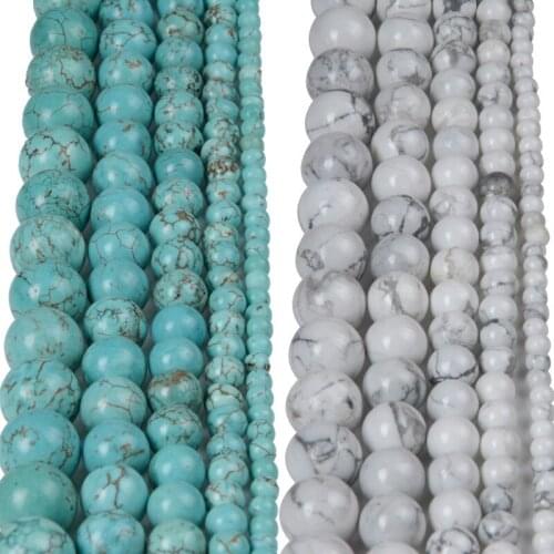 Wholesale 4 6 8 10 12 Natural Stone Green Beads White Howlite Beads For Making DIY Bracelet Necklace Jewelry