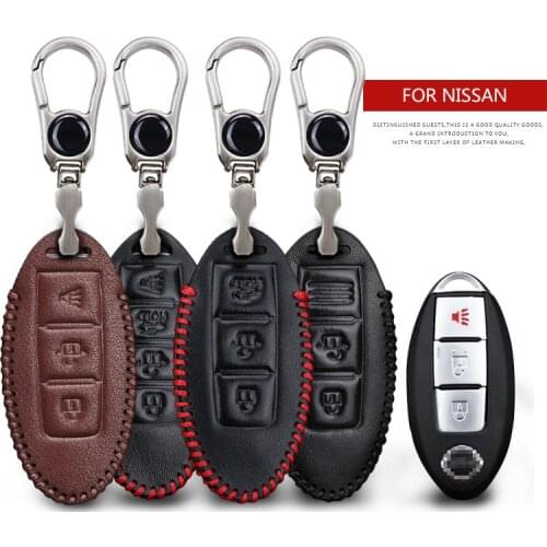 Car Logo Keychain Key Case Bag Cover For Nissan Teana Tiida Sylphy Sunny Qashqai Skyline Juke Alissa Anti-wear Key Cover Shell