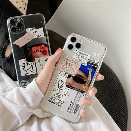 Personality creativity fashion youth phone case for OPPO A7A5SA52A72A92A31AX5AX7 Realme6s pro 5 C11C12C15C3 Transparent TPU case