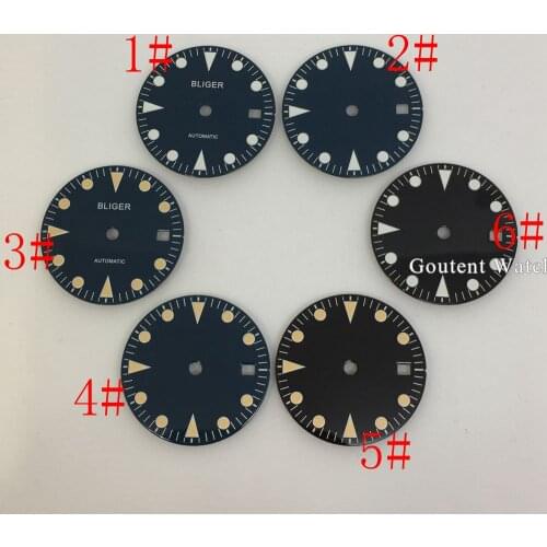 28.5mm Bliger/Sterile Watch Dial Blue/Black Fit ETA2836/2824,DG2813/3804,Miyota 8215 821A movement