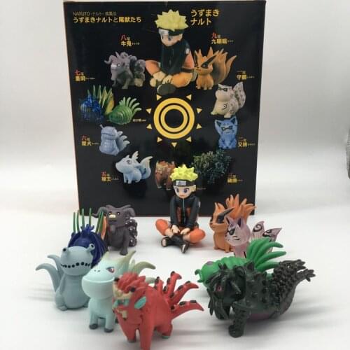 NEW Arrivals 10pcs/set Naruto Action Figure Bijuu Kurama Uzumaki Naruto Toys Action Figure Doll Gift For kids