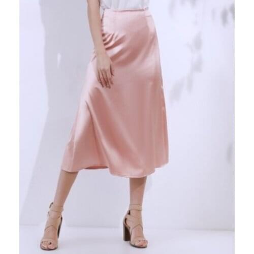 Elegant Skirts European and American Temperament Slim Silk Satin A-line Skirt Silk Satin Skirt Female High Waist Skirt Female