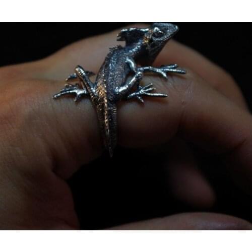 Personality Silver Color Lizard Rings for Motorcycle Party Men Womens Adjustable Finger Ring Vintage Jewelry Punk Accessories