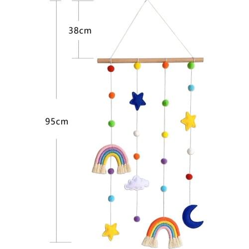 Creative Kids Room Decoration Rainbow Stars Wall Hanging Ornaments Bedroom Home Decor Hairpin Storage Holder Childrens Gift