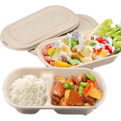 Lunch Box Food Tray Disposable Plate Takeout Box Wood Color Platycod Liquid Fast Food Tray Nontoxic Bowl Package Tool 20pcs/set