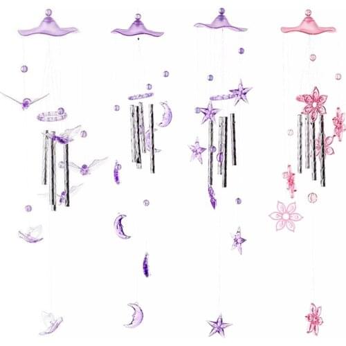 1Pc Metal Tubes Crystal Moon/Star/Butterfly/Flower Bell Wind Chimes Garden Outdoor Yard Hanging Decor Ornament Girl Gift