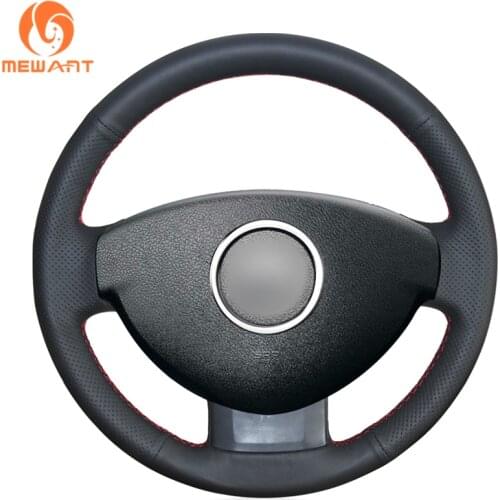 MEWANT Black Artificial Leather Car Steering Wheel Cover for Dacia (Renault) Duster 2010-2016 Sandero 2013-2017Dokker