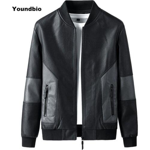 Youndbio Leather Jackets Basic Coat Casual Clothing Young Men Trend Autumn Winter New Korean Zipper Handsome Leather Jacket Men