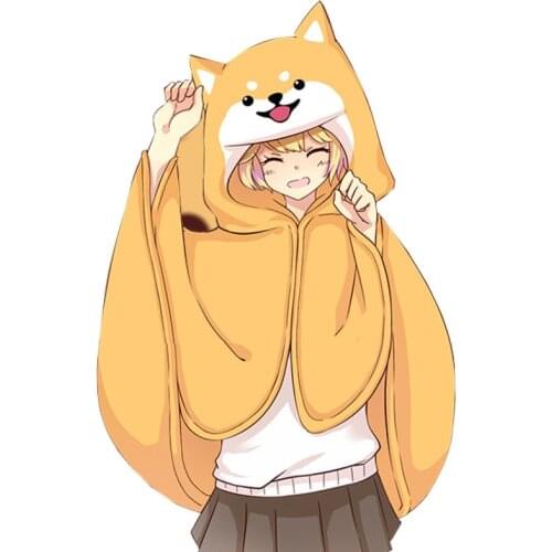 Harajuku Style Shiba Inu Kawaii Cloak Husky Cosplay Cape For Girls Lovely Anime Doge Halloween Costume Velvet Hooded Plush Coat