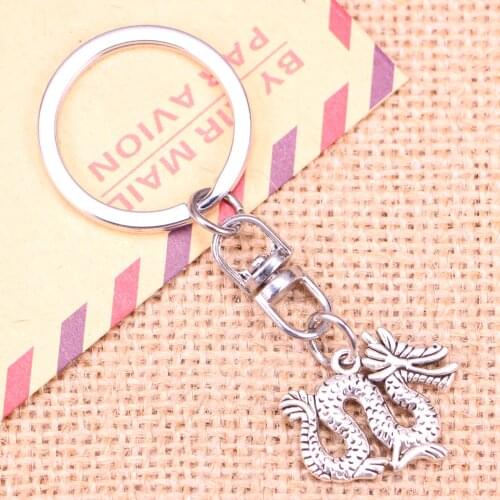 New Fashion Keychain 23x17mm dragon loong Pendants DIY Men Jewelry Car Key Chain Ring Holder Souvenir For Gift