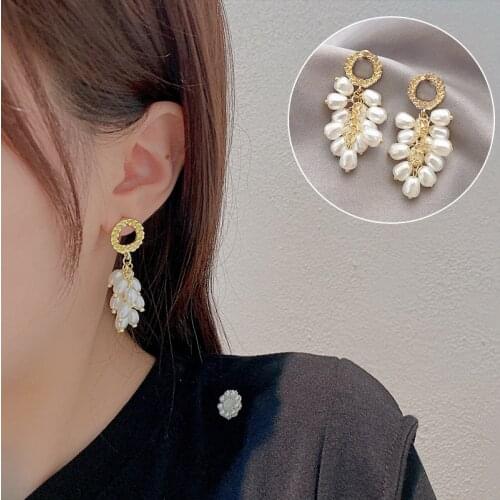 New Fashion Pearl Drop Earrings For Women 2021 Girls Vintage Harbour Wind Long Earrings Korean Femme Brincos Jewelry Accessories