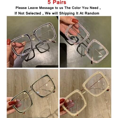 Wholesale&Bluk Classic Vintage Sunglasses Women Oversized Square Rhinesotne Luxury Brand Designer Clear Shades Oculos