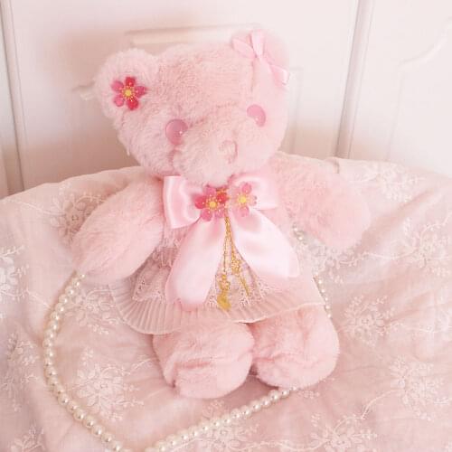 Original Design Cherry Pink Victory Bear Bag Lolita Furry Cute Crossbody Bear Bag Girl Backpack