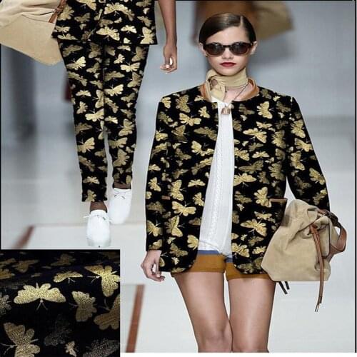 HLQON Free shipping brocade polyester jacquard butterfly fabric for felt patchwork sewing DIY women dress tissue bag cloth