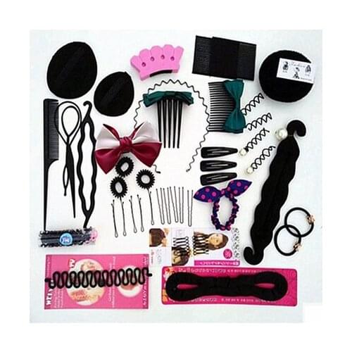 Variable fluffy pill head tray set flower bud hair curling artifact lazy hair styling tool knitter Braider