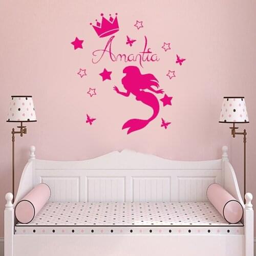 Personalised Girls Name Customized Wall sticker home decor vinyl Wall decals For Baby Girls bedroom DIY mural decoration G1006