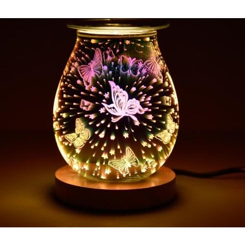Practice Oil Diffuser Electric Candle Warmer Glass Wax Melt Warmer With 3D Firework Effect Night Light Tart Burner Aroma Decor