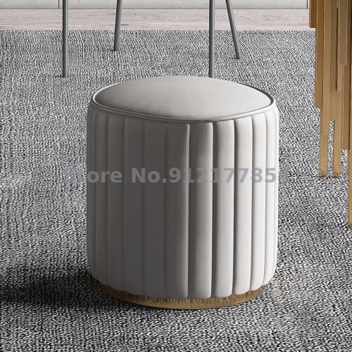Light Luxury Simple Round Stool Minimalist Small Leather Stool Home Living Room Leather Pier Sofa Stool Dressing Shoe Stool