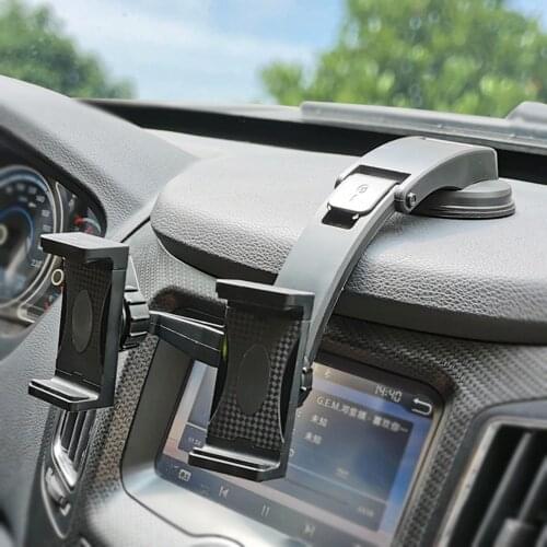 Folding Suction Cup Double Clips Car Phone Mount Auto Dashboard Phone Holder 360 Degrees Adjustment For 3.5-6.8inch Phone