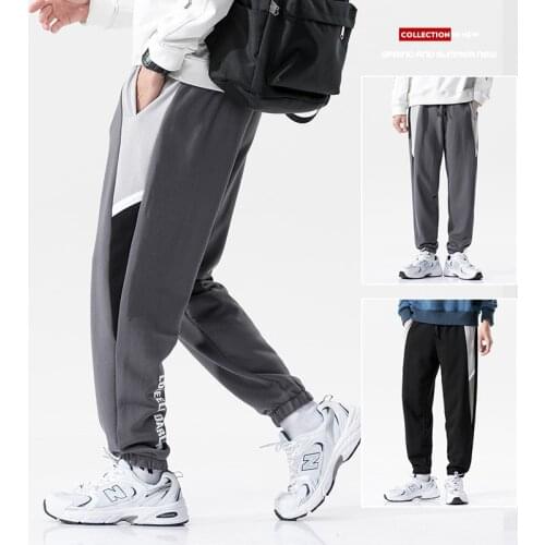 Sweatpants Men Autumn 2021 New Trendy Brand All Match Sports Pant Fashion Streetwear Stitching Trousers Mens Casual Pants