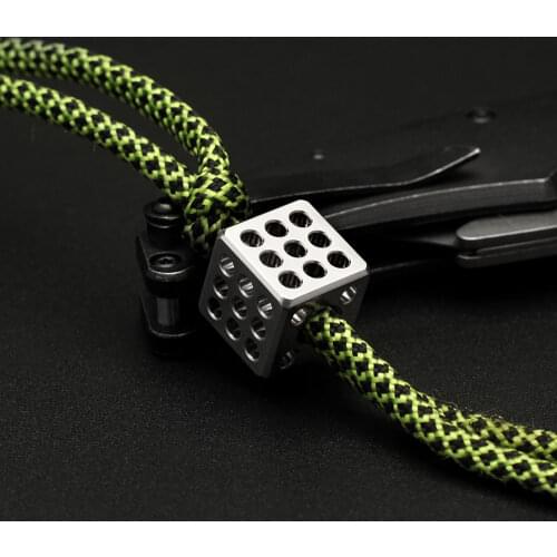 Titanium Hollow out Dice DIY Beads Pendant Titanium Alloy Dice Bracelet Accessory Paracord Bead