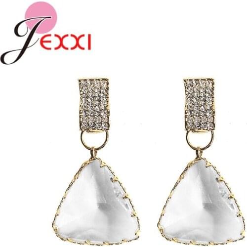 Newest Genuine 925 Sterling Silver Dangle Earrings Inserted With Clear Crystal Pretty Good Women Girls Earrings Accessory