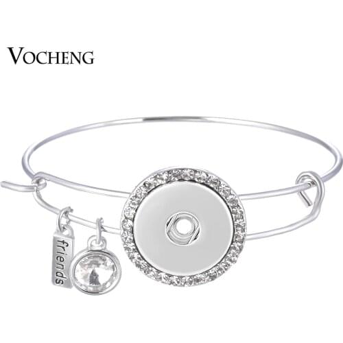Vocheng Snap Button Jewelry 2 Styles Friends Copper Metal Bangle Inlaid Crystal Fit 18mm NN-515