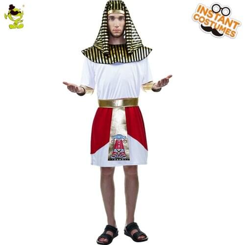 Adult Male Ancient Egyptian Costumes Halloween Cosplay Mens Classic Egypt Pharaoh Robe Costume Fancy Dress Up for Purim Party