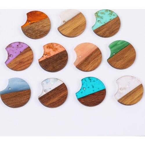 WHSOK 50Pcs 25*25MM Natural Wood & Resin/Pendant For Necklace/Round Shape/Hand Made/Earring Findings/Jewelry Findings Components