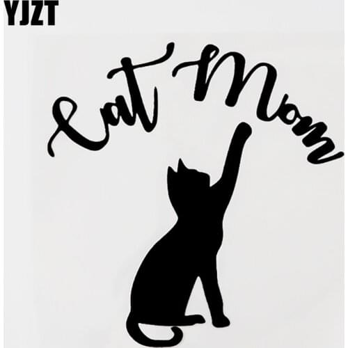 YJZT 15.4CM×15.6CM Funny Animal Cat Mom Vinyl Car Sticker Decal Black/Silver 8C-0719