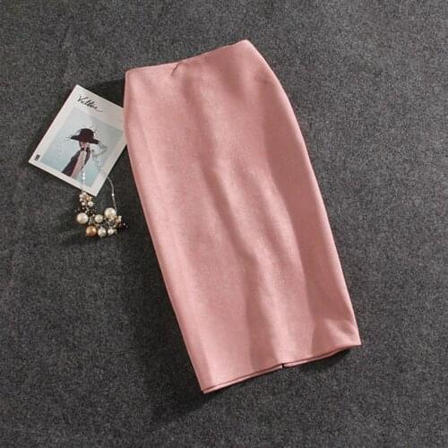 Spring Autumn Womens Skirts Korean Style Solid Color High Waist Slim Skirt New Commuter Slit Female Skirt LL556