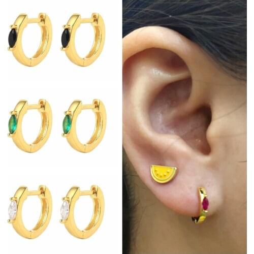 CANNER Green Red White Black Zircon Arc Droplet Earrings For Women 925 Sterling Silver Earrings Hoops Pendientes Fine Jewelry