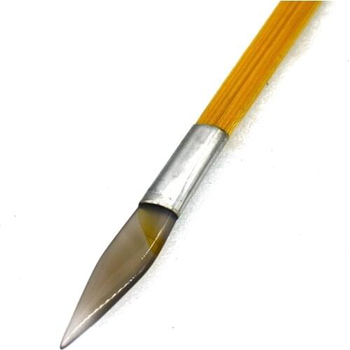 1Pcs Agate Burnisher with Bamboo Handle Sword Shape Jewelry Polishing Tools