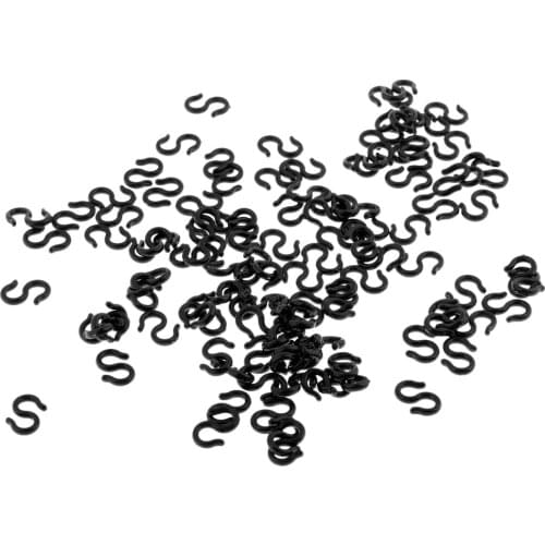 100pcs Black S-Hook Clips Shift Cable Brake Gear Cable Housing Holder Guide