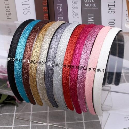 12pcs 1.3CM green onion powder shiny handmade DIY Hair band plastic toothed non-slip headband girls hair accessories