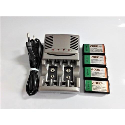 4pcs 9V NI-MH 2000mAh Rechargeable Batteries 6F22 9V+Universal 9v aa aaa battery charger