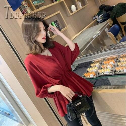 2019 Spring Summer Plus Size Casual Women Blouse 3 Color Can Choose Chiffon Female Blouses