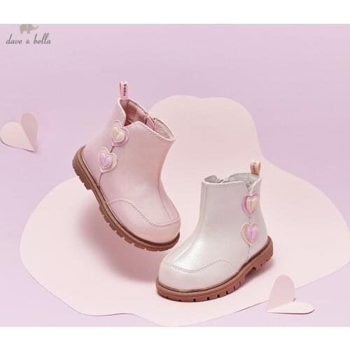 DBY20253 Dave Bella winter girls fashion love boots children leather shoes girl high quality boots leather shoes