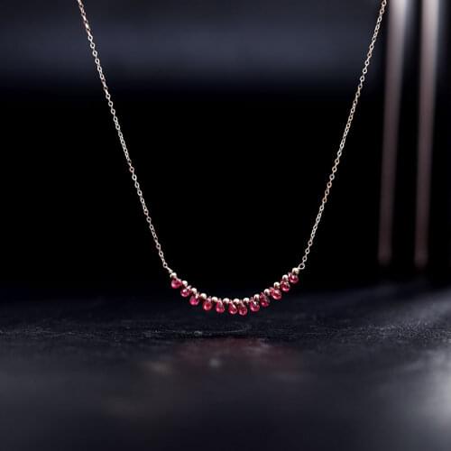 DMBS375 14K gold Injection Genuine Gemstones clavicle chain pendant female ruby smile necklace genuine gift jewelry