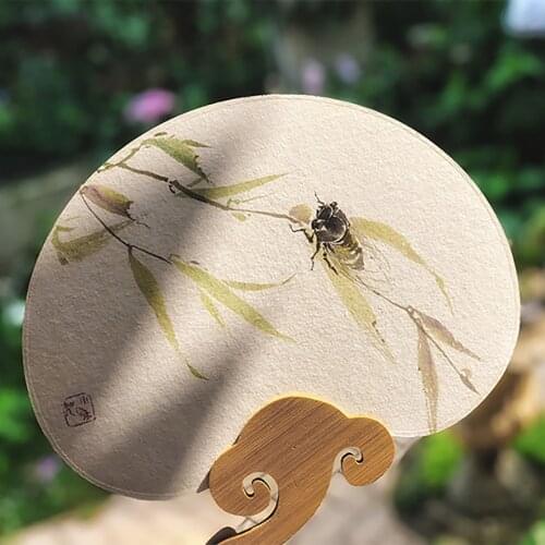 Double Sided Thickened Paper Fan Blank Group Fan Hand Chinese Painting Fan DIY Creation Ancient Style Long Handle Fan Face